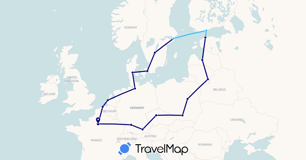 TravelMap itinerary: driving, boat in Germany (Europe)